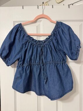 Denim Peplum Blouse